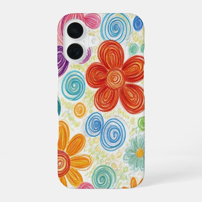Crayon Doodle Daisy Design Iphone Case (Back)