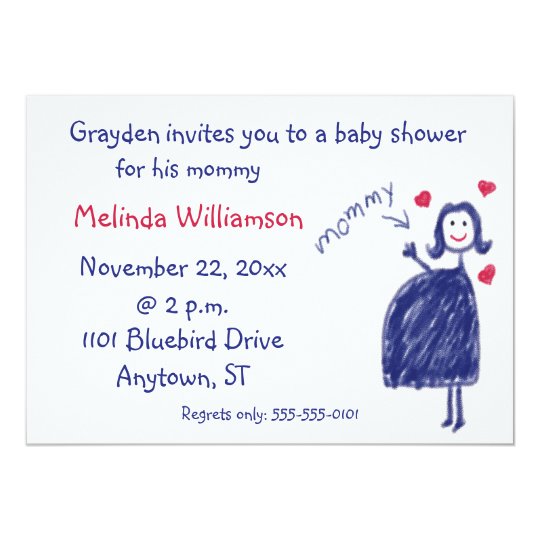 Crayon Drawing Baby Shower Invitation From Child