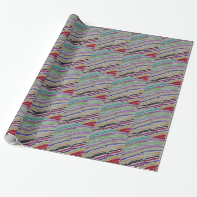 Crayon Drawing Lines Wrapping Paper (Unrolled)