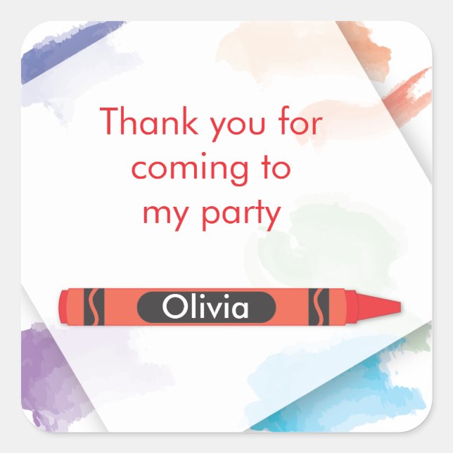 Crayon Favor Sticker  |  Red (Front)