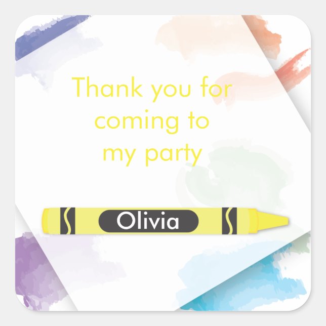 Crayon Favor Sticker  |  Yellow (Front)