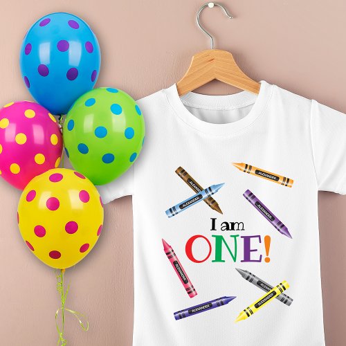 Crayon First Birthday Kids Name Party  T_Shirt