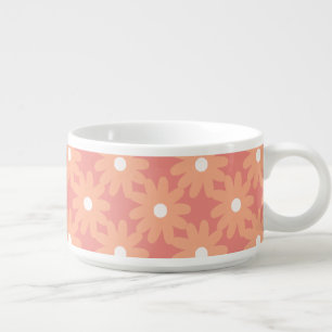 Crayon Flowers Cute Floral Pattern Apricot Pink Bowl