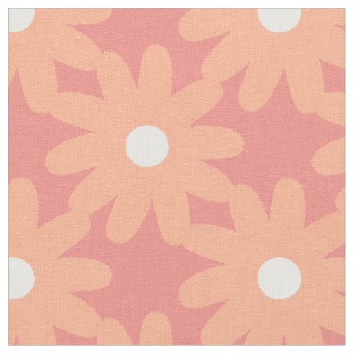 Crayon Flowers Smudgy Floral Pattern Apricot Pink Fabric
