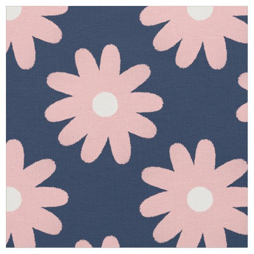 Crayon Flowers Smudgy Floral Pattern Pink and Blue Fabric