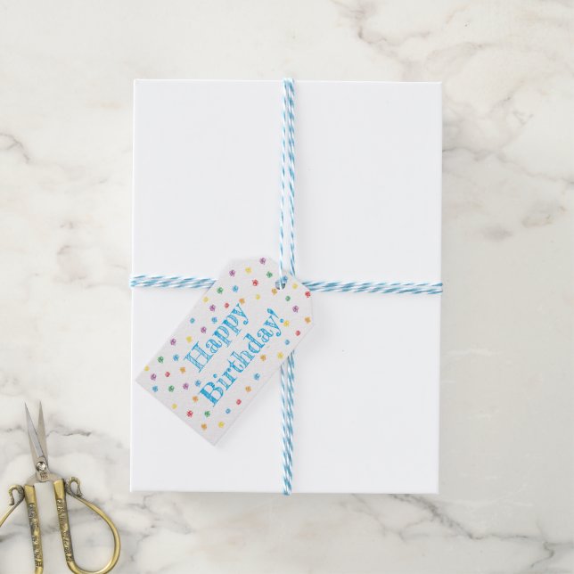 Crayon gift label "Happy Birthday" (With Twine)