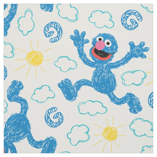 Crayon Grover Sunshine Pattern Fabric (Swatch)