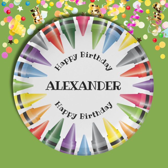 Crayon Happy Birthday Child Party Paper Plates (Creator Uploaded)