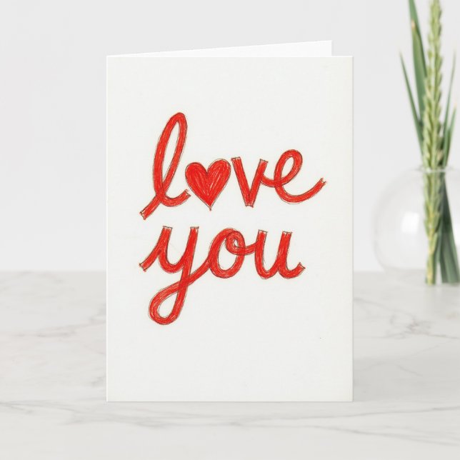 Crayon Heart Love You Card (Front)