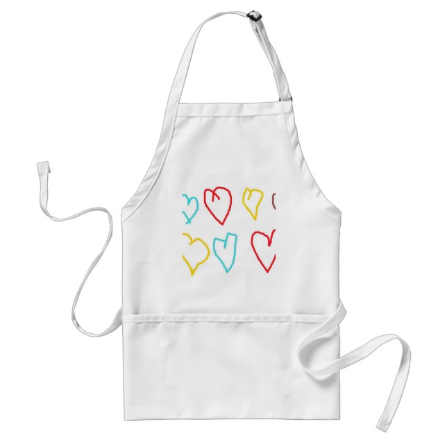 Crayon Hearts Adult Apron (Front)