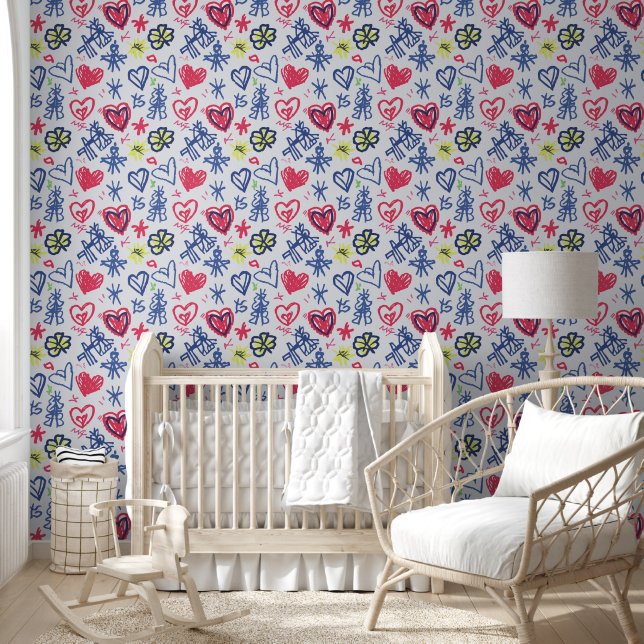 Crayon Hearts and Flowers for Kids Wallpaper (Kids)