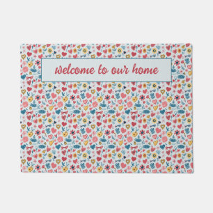 Crayon Hearts & Flowers Doormat