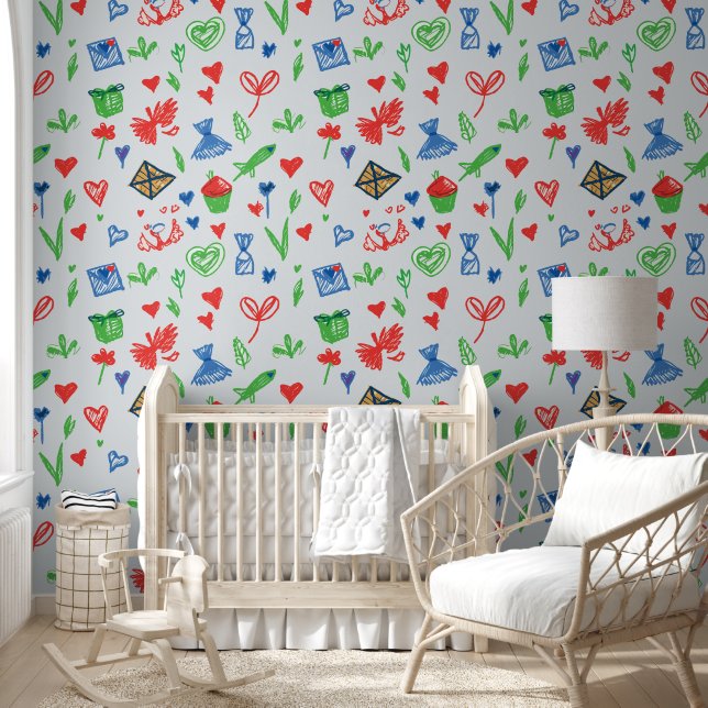 Crayon hearts wallpaper  (Kids)