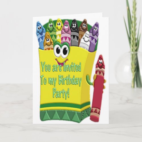 Crayon Kids Birthday Party Invitation