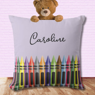 Crayon Kids Purple Classic Script Name Bedroom Throw Pillow