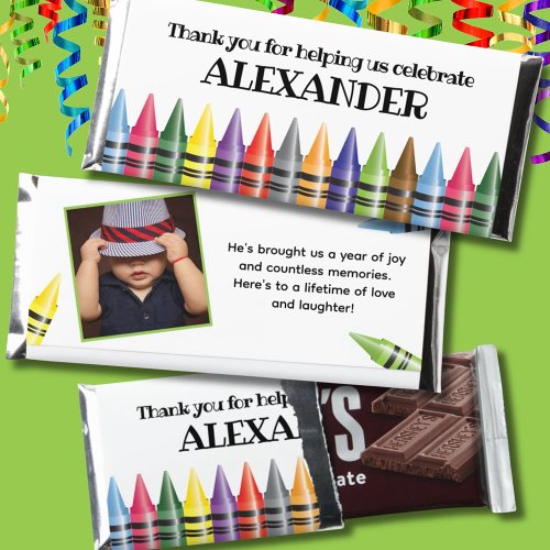 Crayon Kids Thank You 1st Birthday Party Hershey Bar Favors
