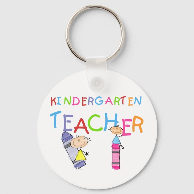 Crayon Kindergarten Teacher Tshirts and Gifts Keychain (Front)