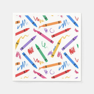Crayon Paper Napkins, Kids Art Party Supplies Napkins