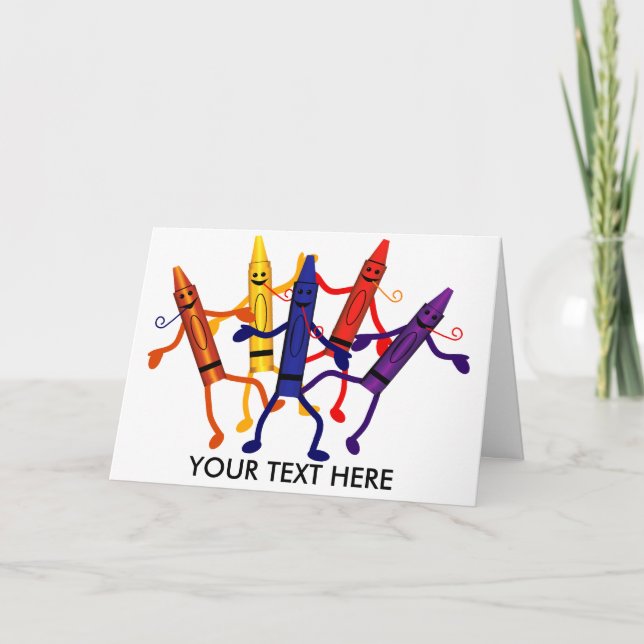 Crayon Party Greeting Card Template (Front)