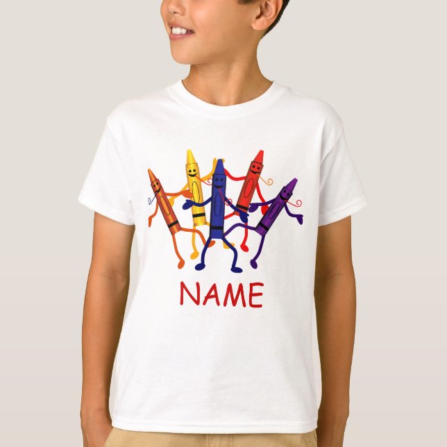 Crayon Party Kids Name T-Shirt (Front)
