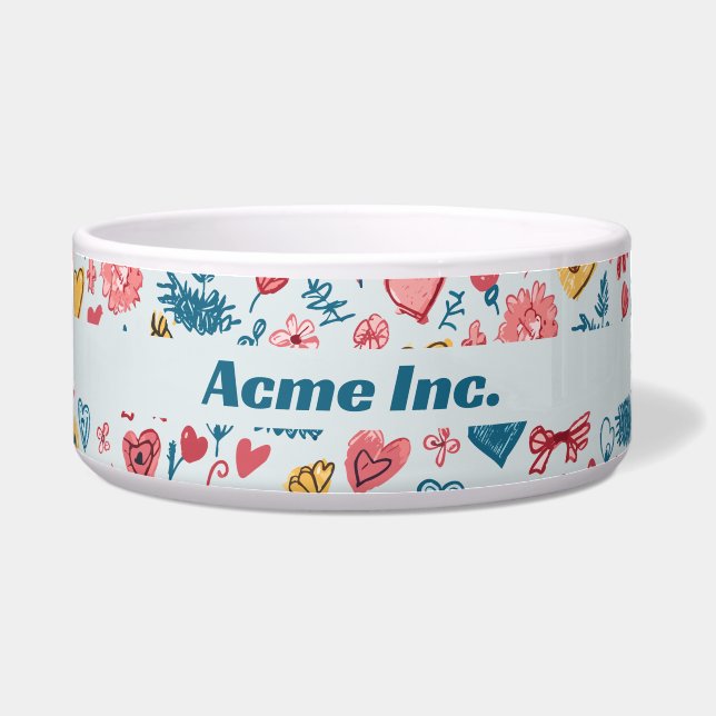 Crayon Pastel Heart & Flowers Bowl (Front)