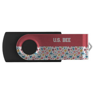 Crayon Pastel Heart & Flowers Flash Drive