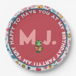 Crayon Pastel Heart & Flowers Paper Plates