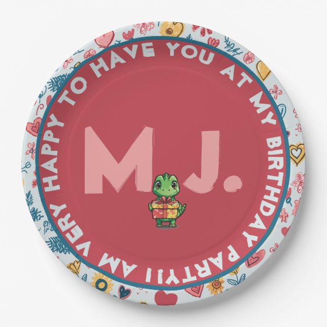 Crayon Pastel Heart & Flowers Paper Plates (Front)