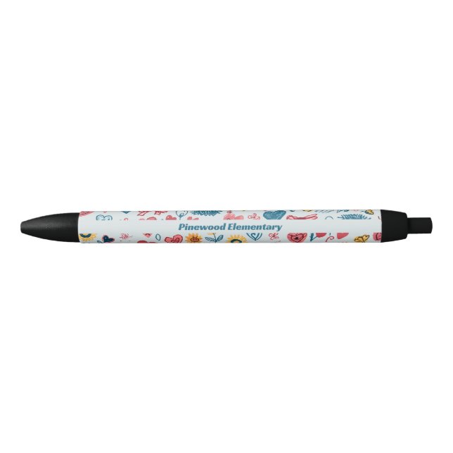 Crayon Pastel Heart & Flowers Pen (Front)