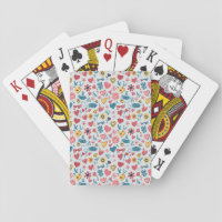 Crayon Pastel Heart & Flowers Playing Cards