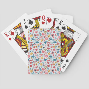Crayon Pastel Heart & Flowers Poker Cards