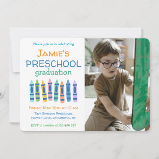 Crayon Photo Preschool Graduation Invitation