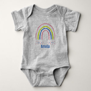 Crayon Rainbow Confetti Personalised Baby Bodysuit