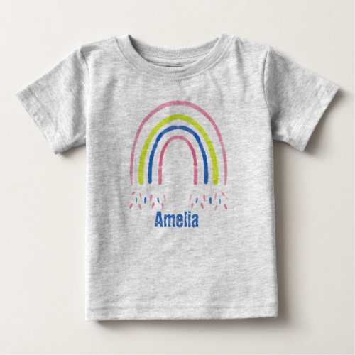 Crayon Rainbow Confetti Personalised Baby T_Shirt