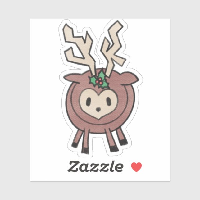 Crayon Reindeer Sticker (Sheet)