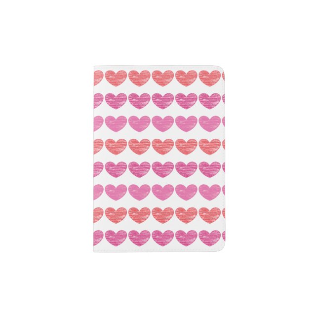 Crayon-Scribbled Hearts Passport Holder (Front)