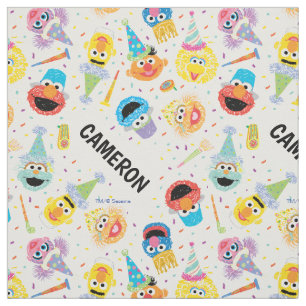 Crayon Sesame Pals Party Pattern Fabric