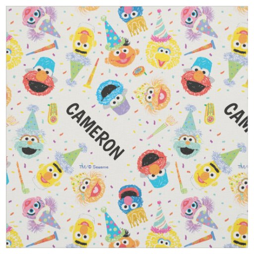 Crayon Sesame Pals Party Pattern Fabric
