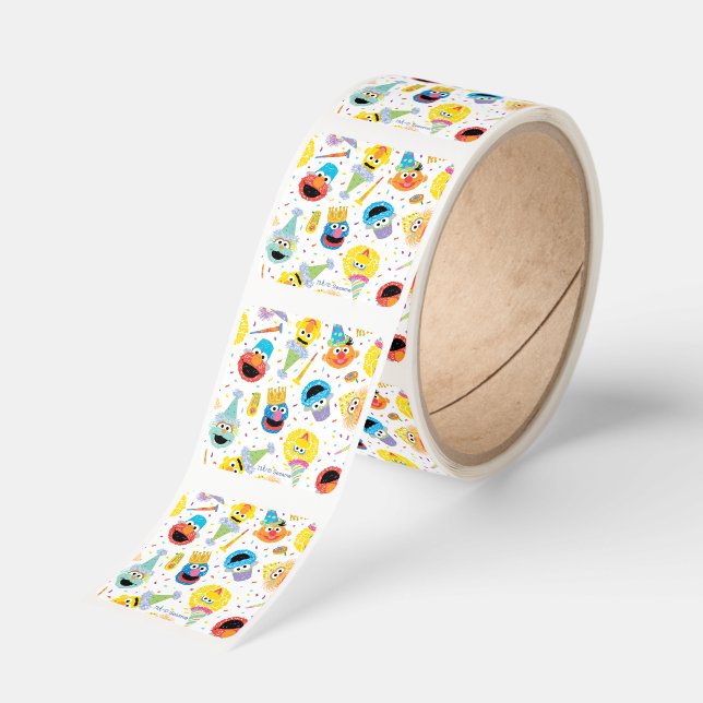 Crayon Sesame Pals Party Pattern Square Sticker (Roll)