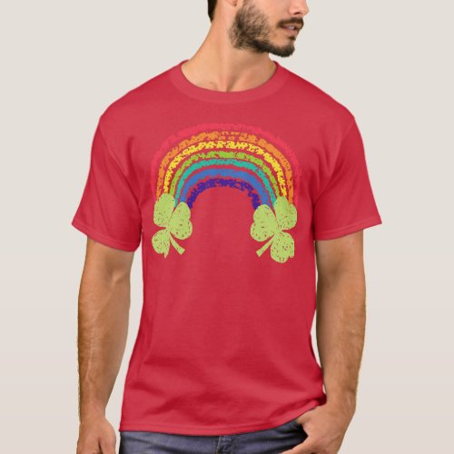 Crayon Shamrock Rainbow for St Patricks Day T_Shirt
