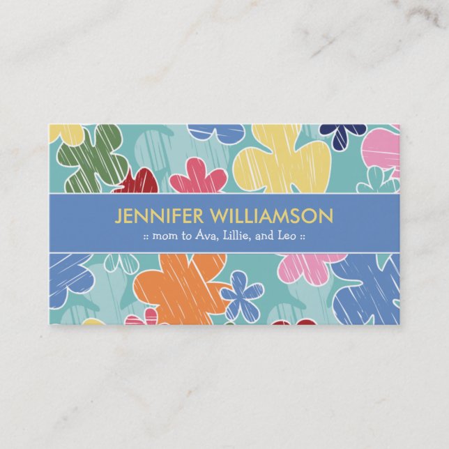 Crayon Sketch Mommy Calling Card (blue) (Front)