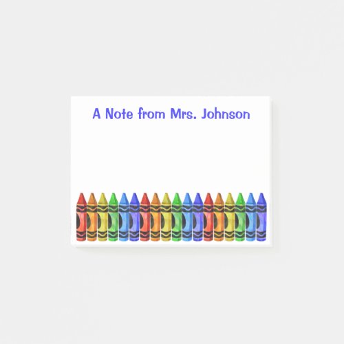 Crayon Teacher Personalized Post It Notes White