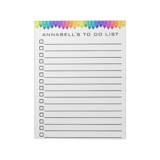 Crayon To Do List Personalize Notepad (Rotated)
