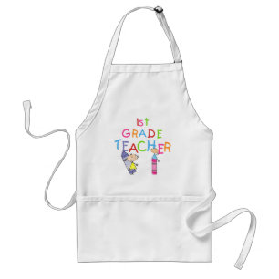 Crayons 1st Grade Teacher Tshirts and Gifts Adult Apron