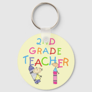 Crayons 2nd Grade Teacher Tshirts and Gifts Keychain
