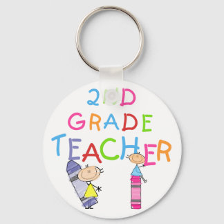 Crayons 2nd Grade Teacher Tshirts and Gifts Keychain