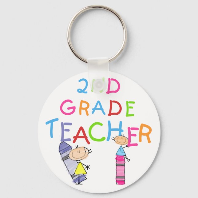 Crayons 2nd Grade Teacher Tshirts and Gifts Keychain (Front)