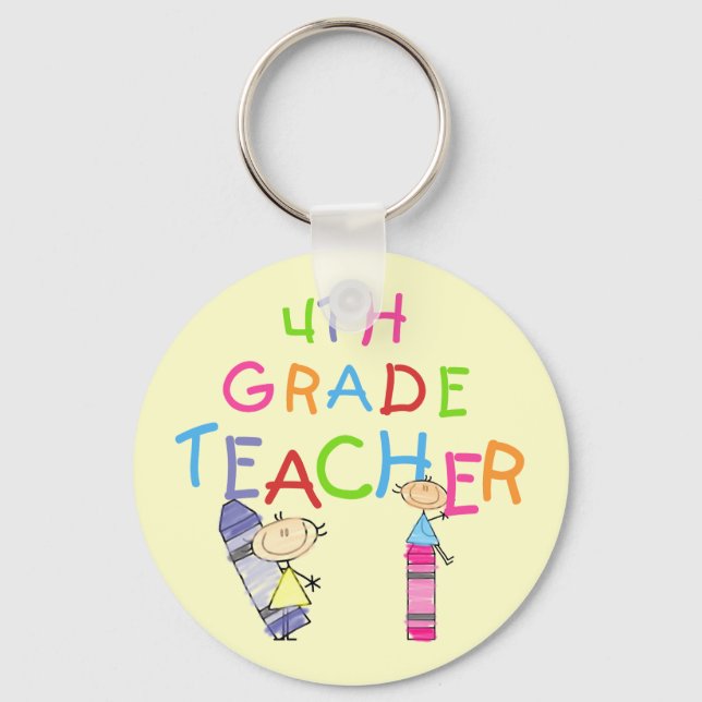Crayons 4th Grade Teacher T-shirts and Gifts Keychain (Front)