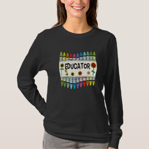 Crayons And Flower Teaching  Educator T-Shirt