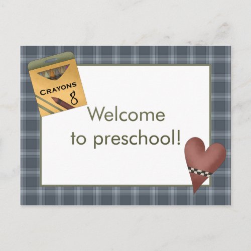 Crayons and Heart Welcome to Preschool Postcard